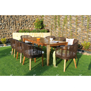 Hottest design Rattan Wicker Acacia Wooden Table and Dining chair Outdoor Furniture